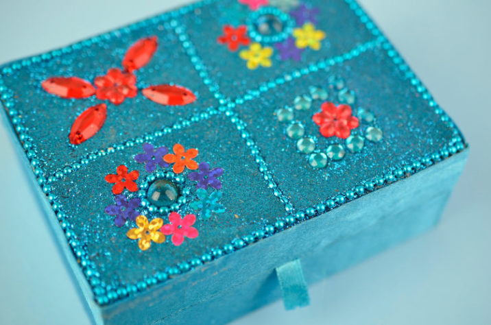 Indyjskie pudełko na biżuterię – niebieskie