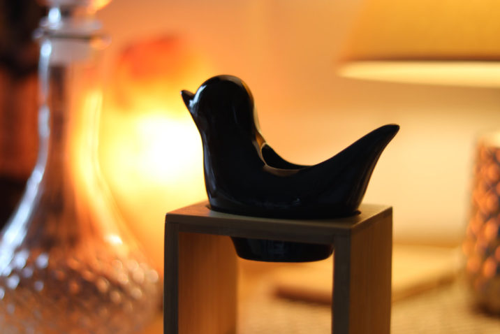 Kominek zapachowy do olejków i wosków - Skandynawski Ptak - czarny