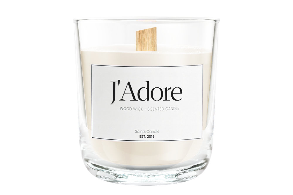 Świeca zapachowa, sojowa, z drewnianym knotem – J'Adore