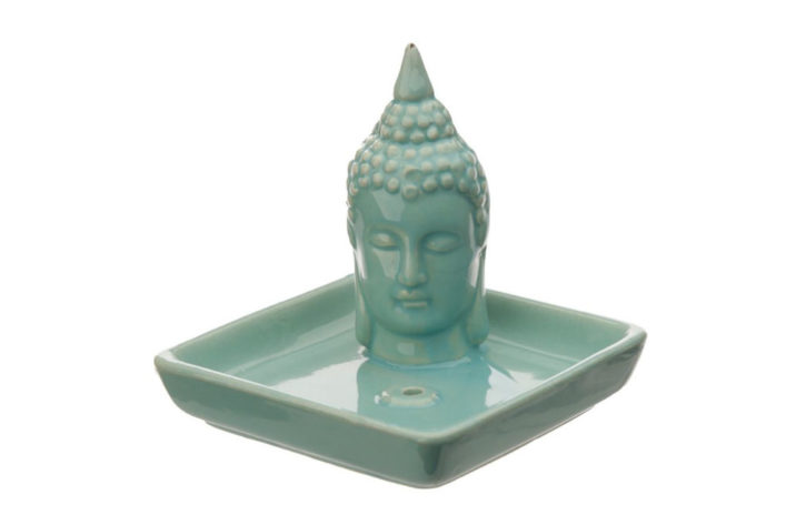 Ceramiczna podstawka na kadzidełka stożki i patyczki Tajski Budda - turkusowa